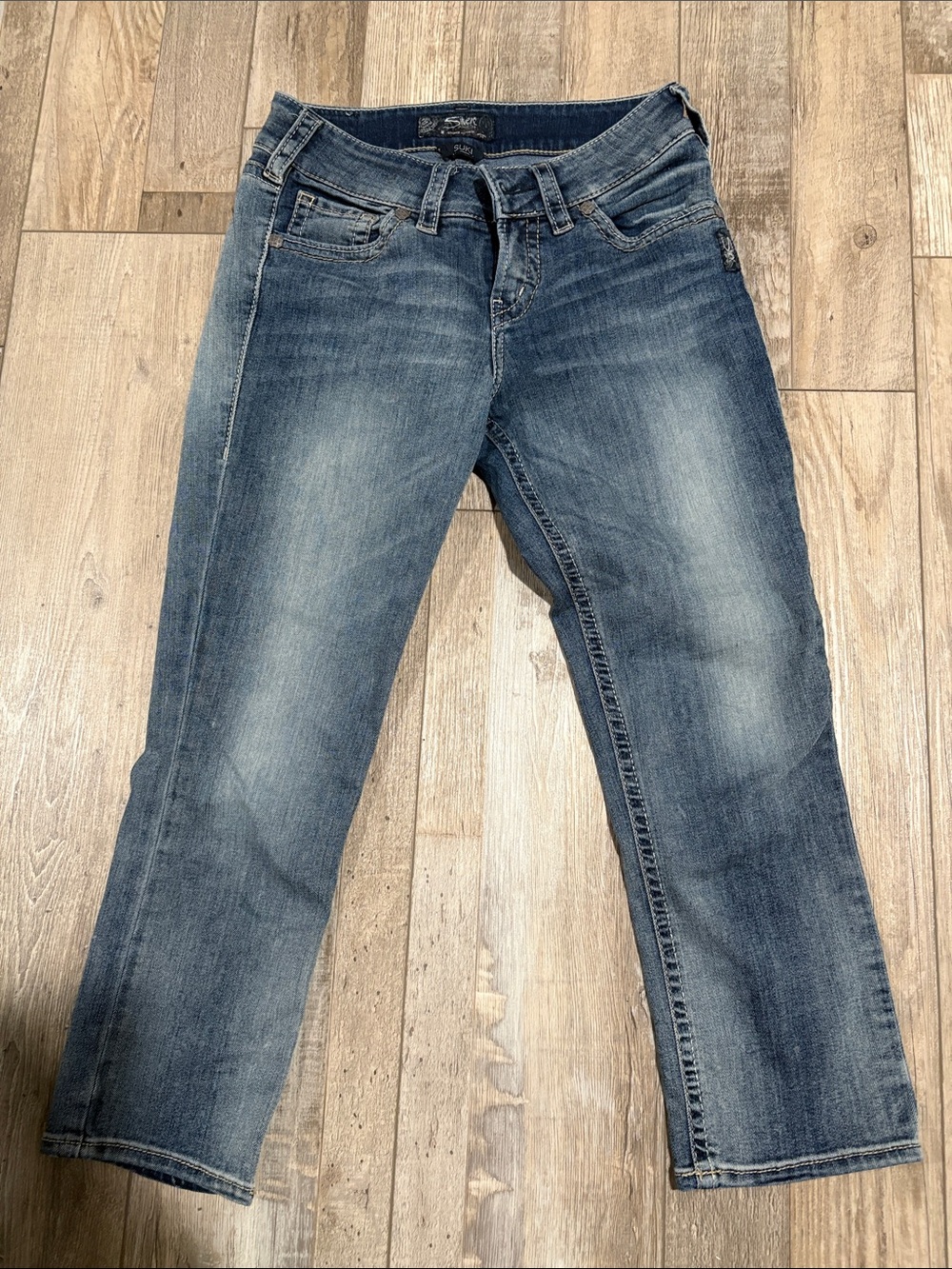 Silver Jeans Women's Washed Blue Straight Leg Jeans